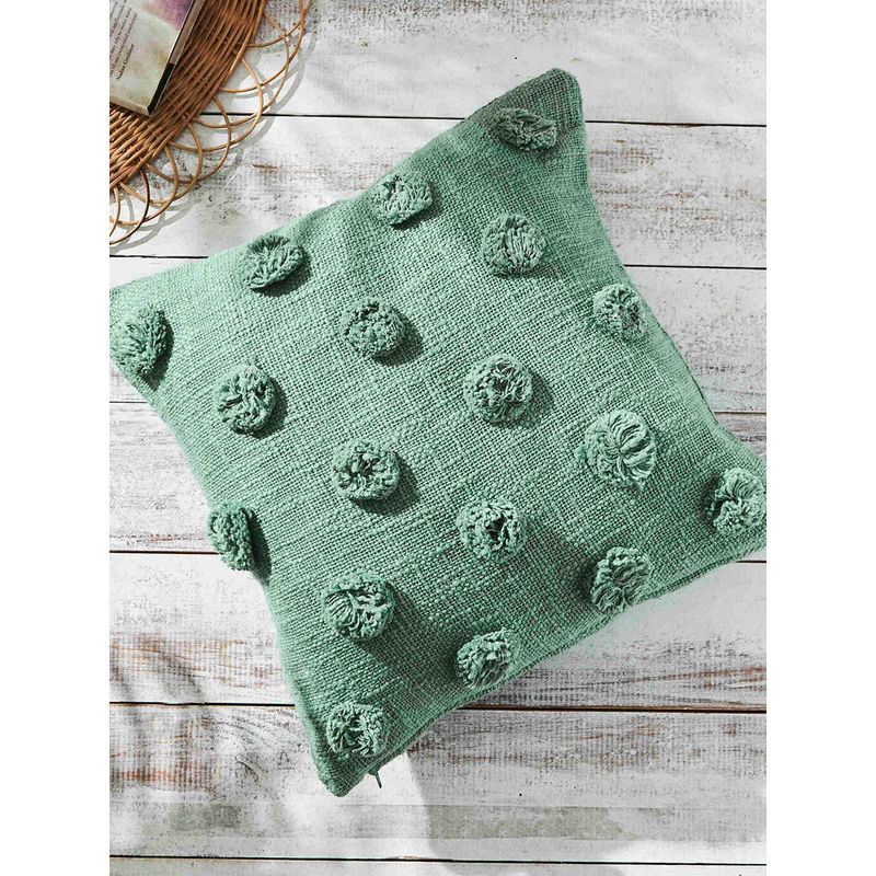 Teal By Chumbak Essentials Polka Cushion Cover, Green 16x16 inches Buy