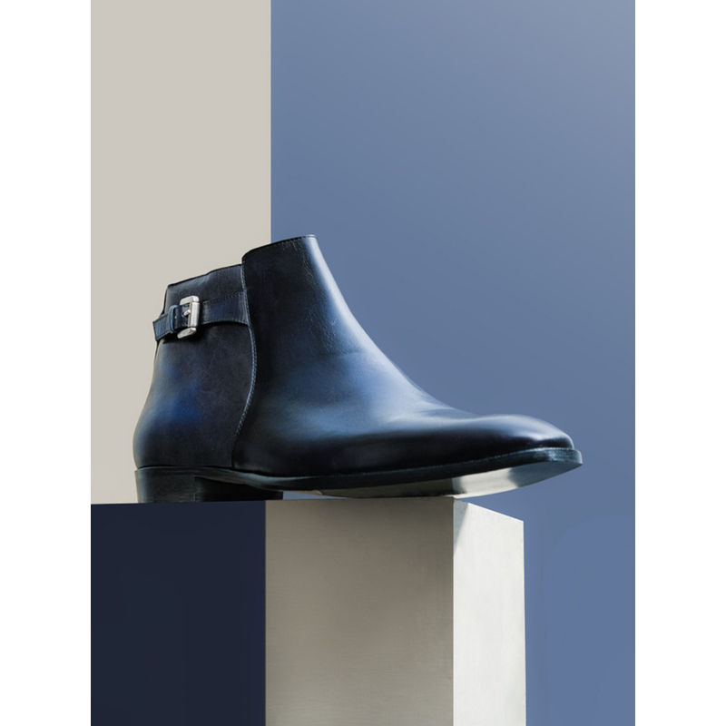 Saint G Jace Dark Blue Two Color Toned Leather Ankle Chelsea Boots (UK 7)