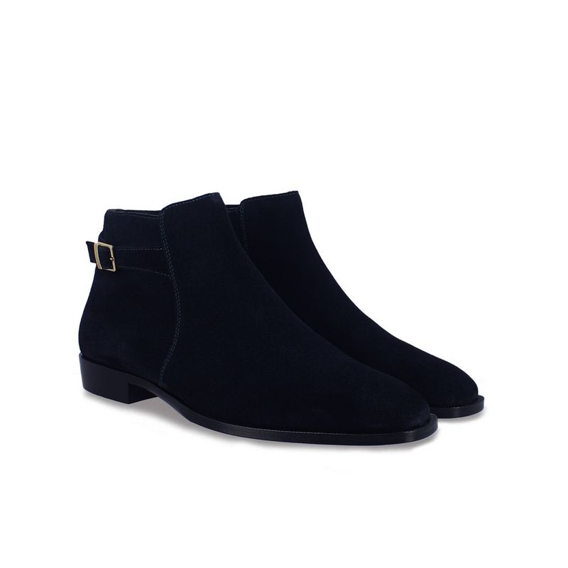 Saint G Moreno Navy Blue Suede Leather Ankle Chelsea Boots (UK 6)