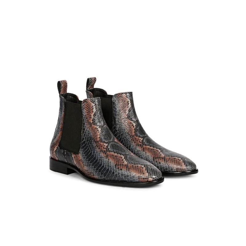 Saint G Rory Blue Snake Print Leather Chelsea Boots (UK 6)