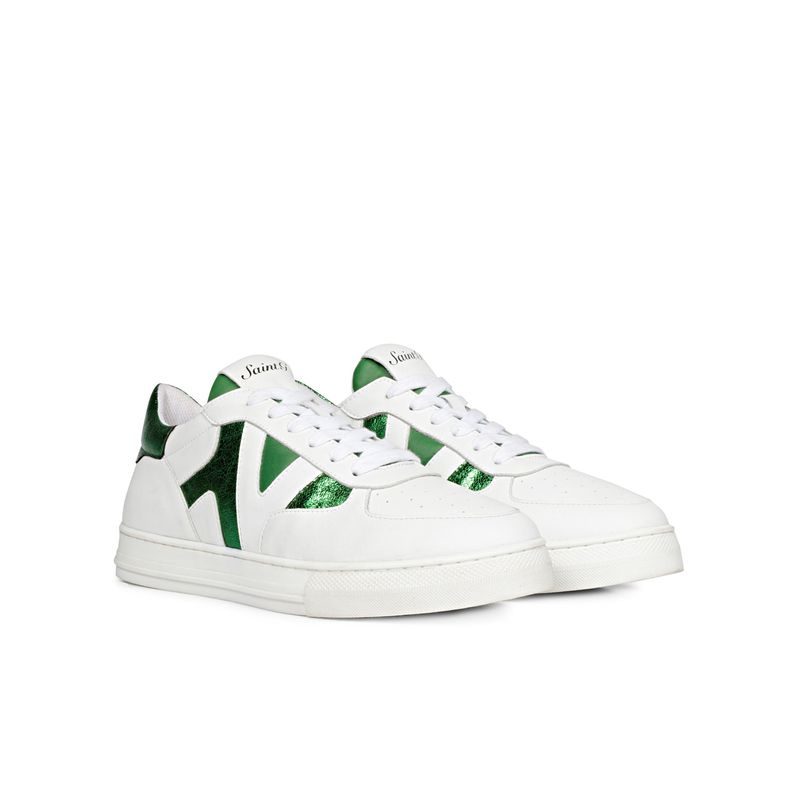 Saint G Felix White & Green Leather Sneakers (UK 6)