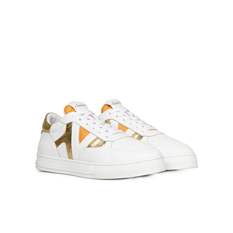 Saint G Felix White & Gold Leather Sneakers (UK 6)