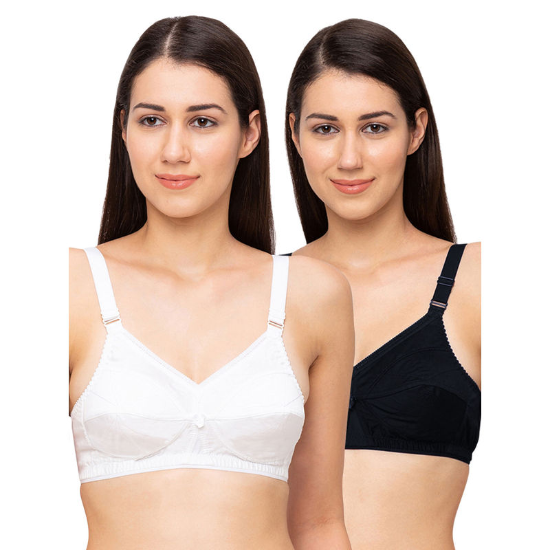 Juliet Womens Non Padded Non Wired Bra Combo Matinee Black White (40C)