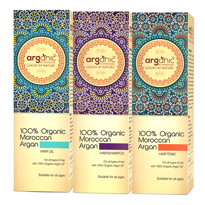Arganic by Aryanveda 100% Moroccan Hair Oil, Shampoo & Tonic Combo Pack
