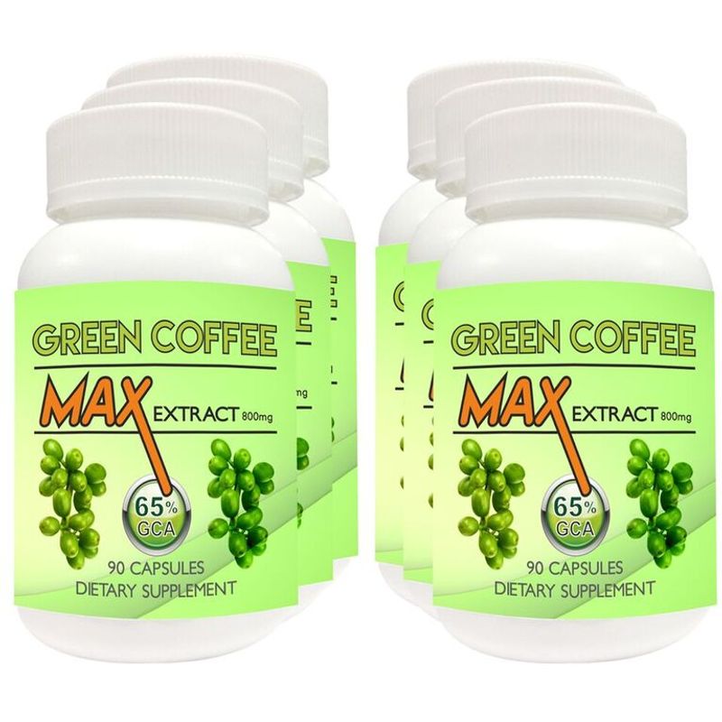 Nutravigour Green Coffee Max Extract 65% Chlorogenic Acid (GCA) 800mg Veg 6 X 90 Capsules For Weight Loss - Ultimate Pack Of 6