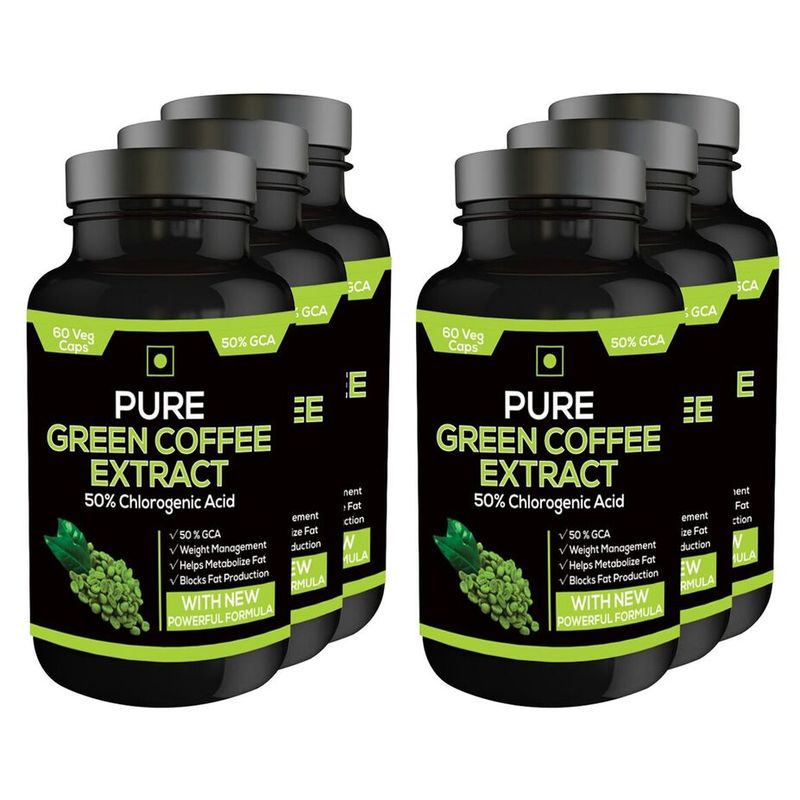 Nutravigour Pure Green Coffee Extract 50% Gca 60 Capsules - Pack Of 6
