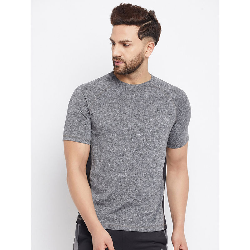 Athlisis Men Grey Melange Slim Fit Training T-Shirt (S)