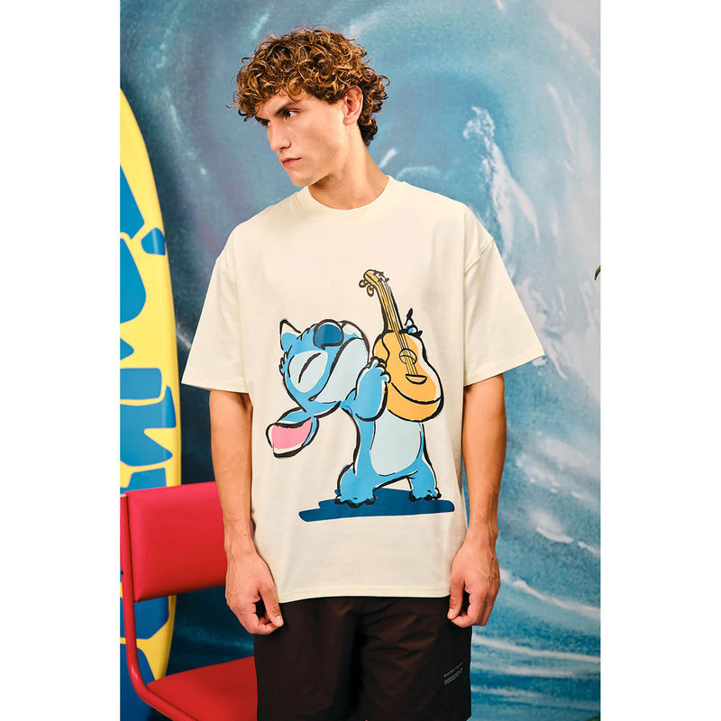 Bonkers Corner Men Off White Printed T-Shirt (M)