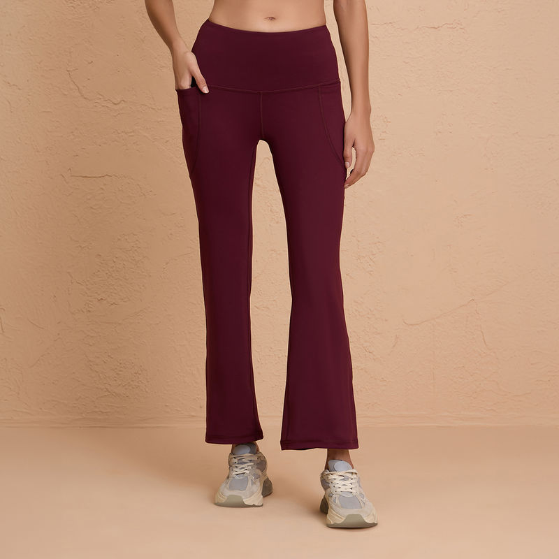 Luxe Flare Leggings in Cloud Soft & Squat Proof Fabric with Anti Slip Waist & Booty Sculpting NYK252 Fig (S)