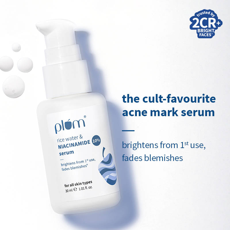 Plum 10% Niacinamide Brightening Face Serum With Rice Water, Fades Acne Marks, For Oily To Dry Skin