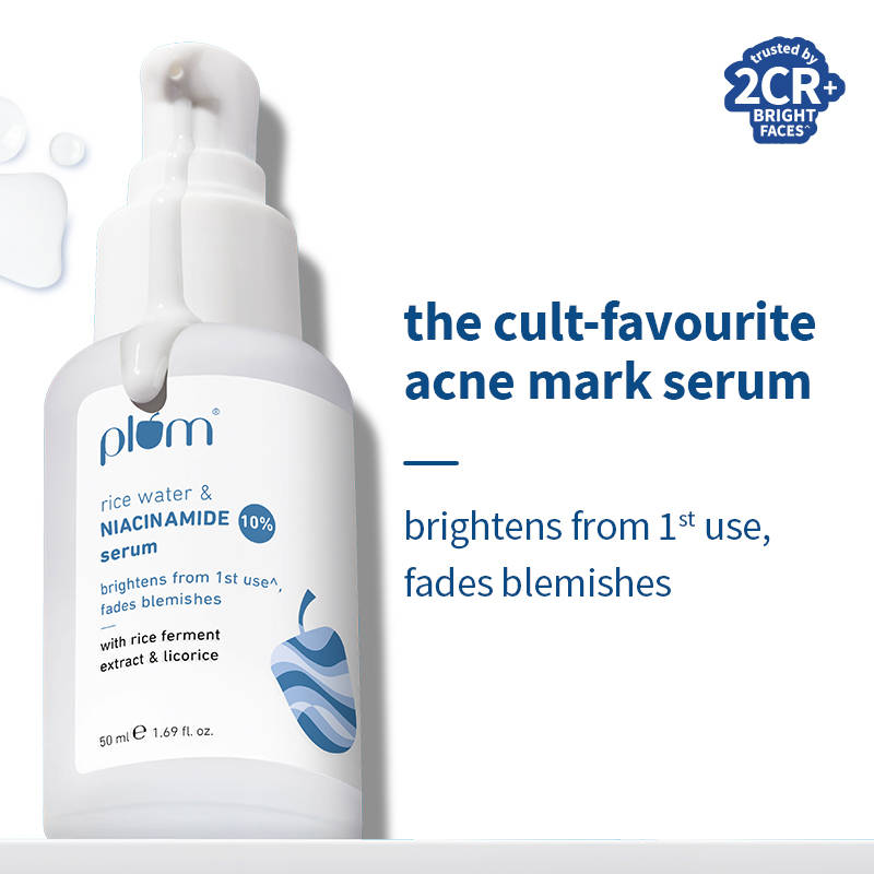 Plum 10% Niacinamide Brightening Face Serum With Rice Water, Fades Acne Marks, For Oily To Dry Skin