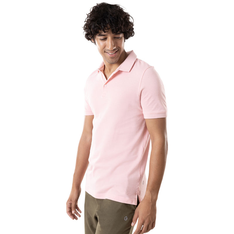 Gloot Anti Stain & Anti Odor Cotton Polo with No - Curl Collar - GLA001 Soft Pink (L)