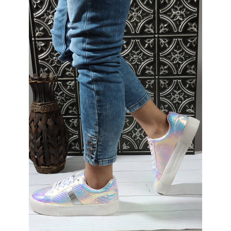 ELLE Multy Textured Lace-Ups Women Sneakers (EURO 36)
