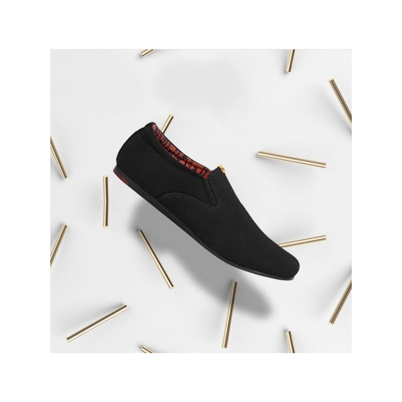 Hitz Men's Black Leather Slip-On Casual Shoes (UK 6)