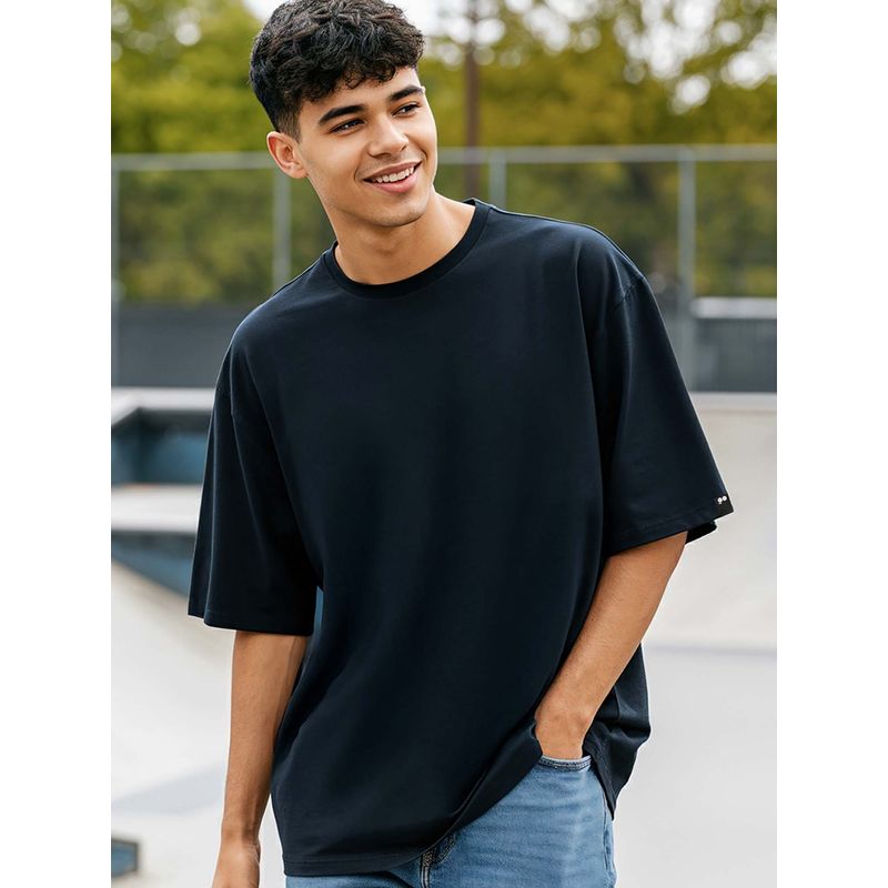 Bewakoof Men's Blue Oversized Fit T-shirt (S)