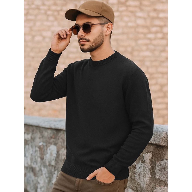 Bewakoof Men's Black Oversized Sweater (XL)