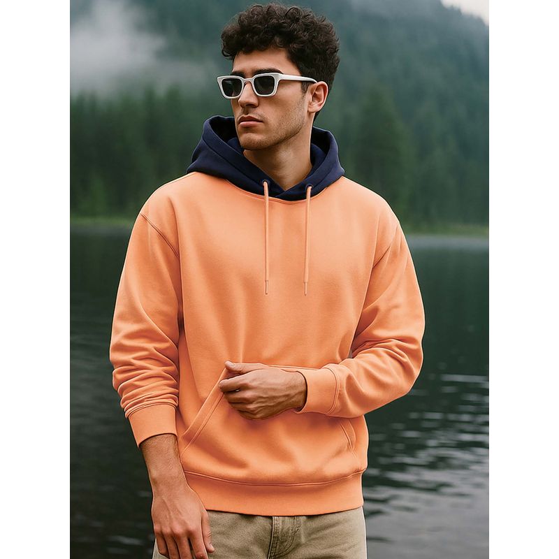 Bewakoof Heavy Duty 1.0 Men's Peach Cobbler & Navy Blue Oversized Hoodies (M)