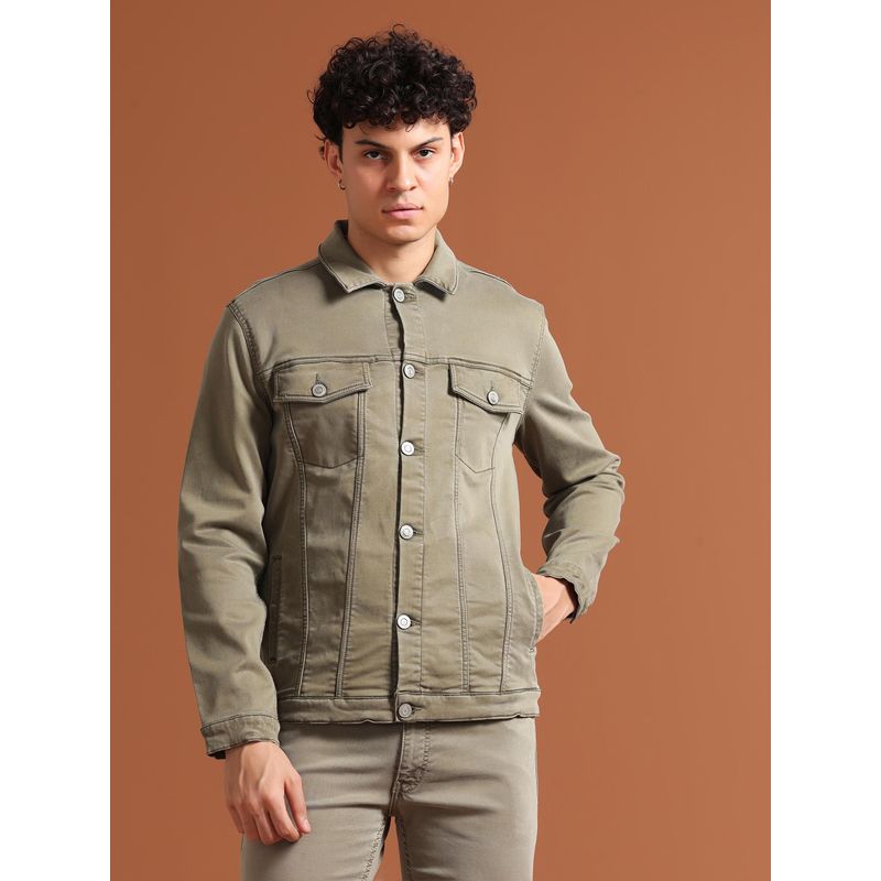 VUDU Olive Denim Jacket (S)