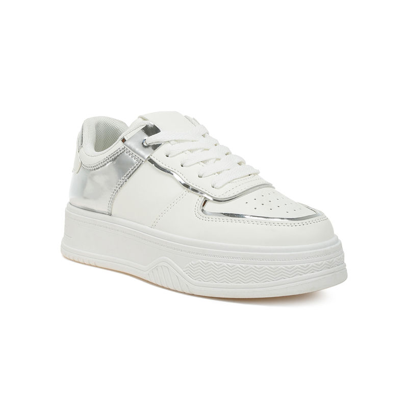 London Rag White Metallic Paneling Platform Sneakers (UK 8)