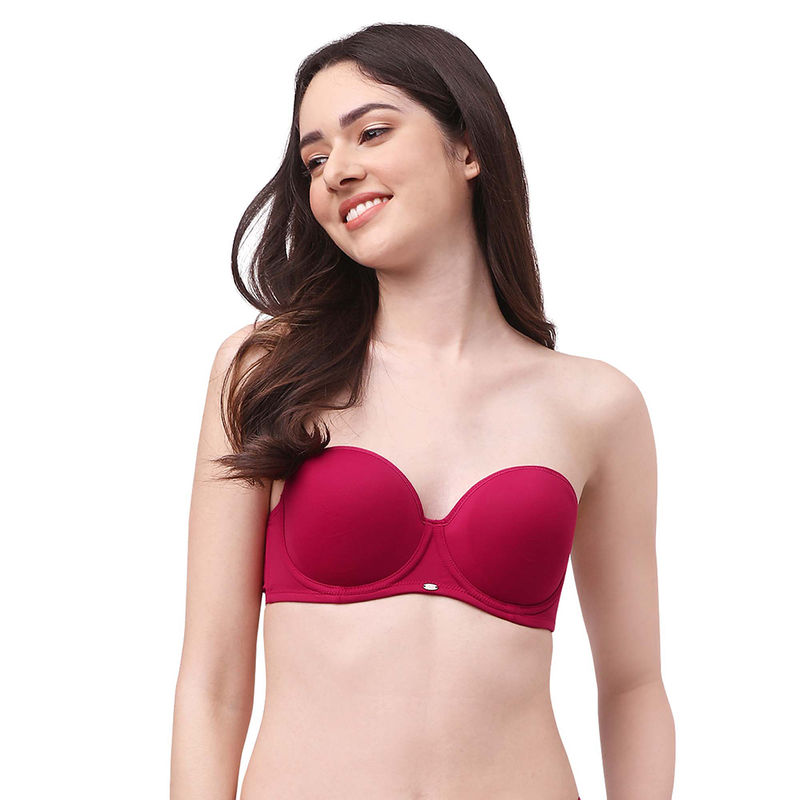 SOIE Medium Coverage Padded Wired Multiway Strapless Bra with Detachable Straps-Cheery (38B)