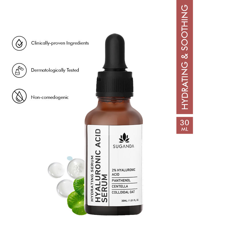 Suganda 2% Hyaluronic Acid Serum - Hydrating & Soothing Serum With Cica For All Skin Types