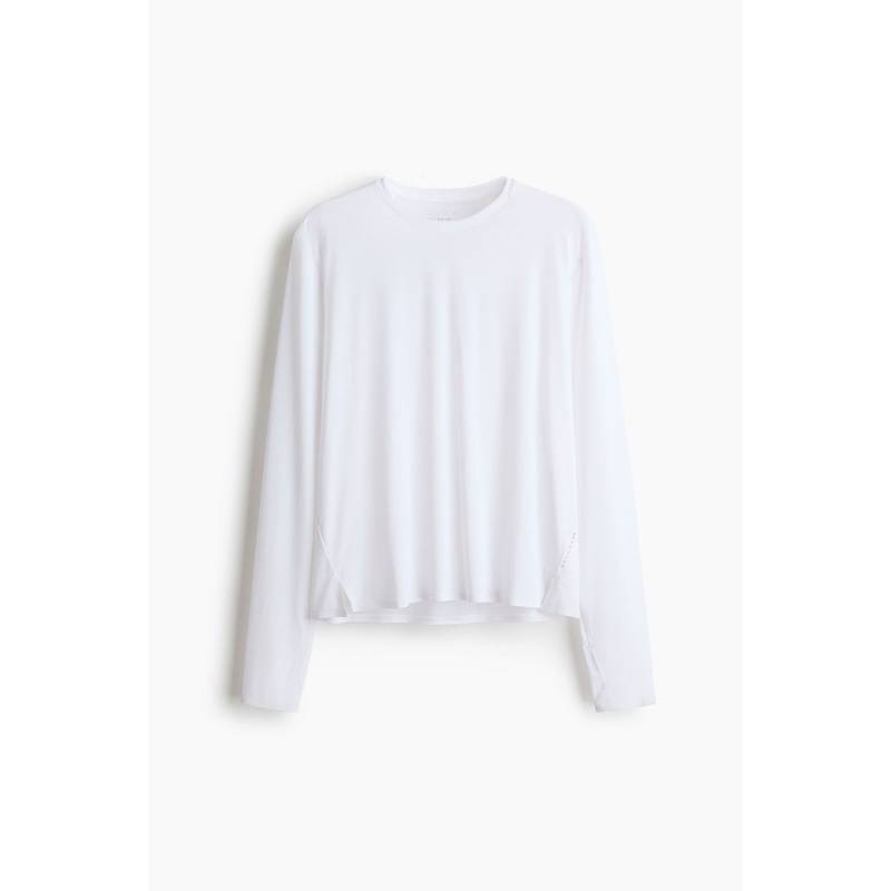 H&M Women White Sports T-Shirt with Dry Move (XS)