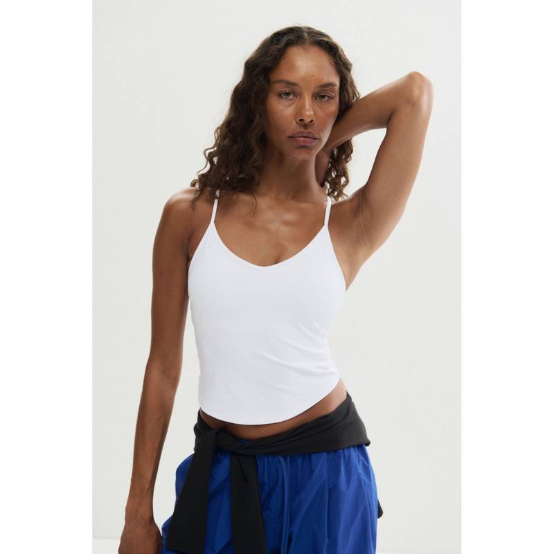 H&M Women White Integral-Bra Sports Vest Top With Sculpt move (XS)