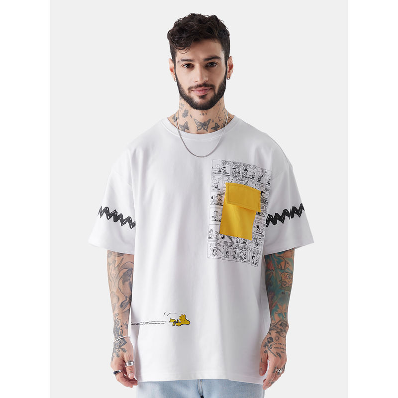 The Souled Store Official Peanuts Keepin It Cool Oversized T-Shirts For Men (M)