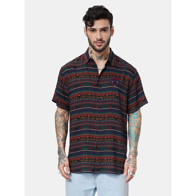 The Souled Store Official Black Panther Tribal Pattern Summer Shirts For Men (S)