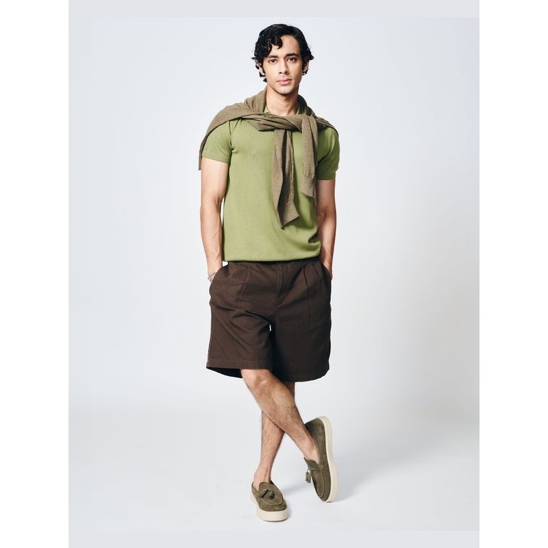 House of Namah Grass Green Pique All Day Cotton Bamboo U-Polo T-shirt (S)