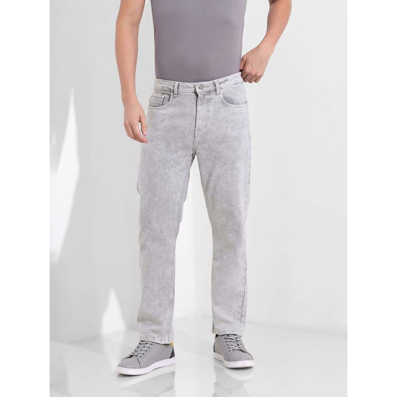 The Indian Garage Co Men Grey Solid Regular Fit Jeans (32)