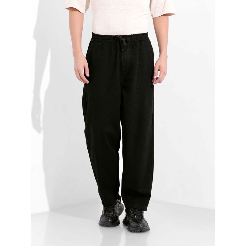 The Indian Garage Co Men Black Solid Loose Fit Jeans (30)