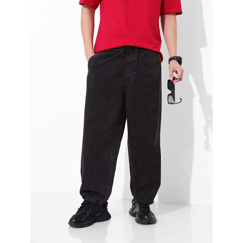 The Indian Garage Co Men Black Solid Loose Fit Jeans (34)