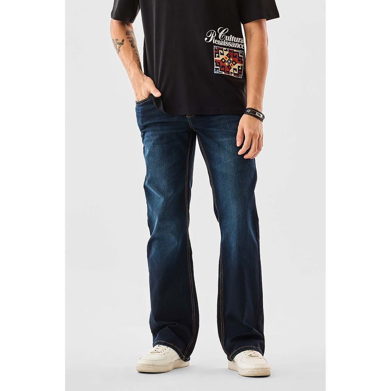 Snitch Men Blue Solid Bootcut Fit Jeans (36)