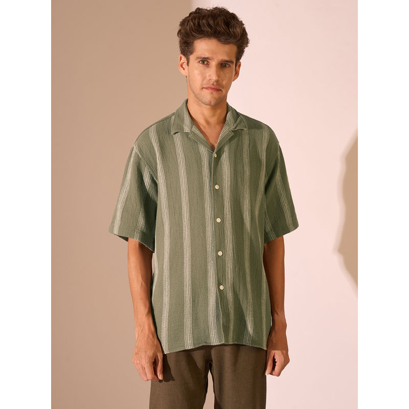 Selected Green Organic Cotton Cuban Collar Shirt (XS)