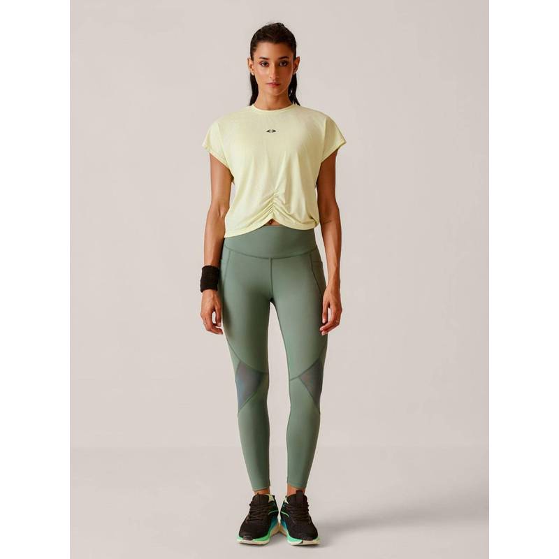 STRCH Pine Green Solid Nylon High Rise Leggings (L)
