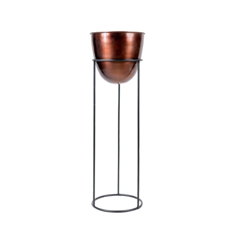 The Pitara Project Planter Copper Antique With Black Stand