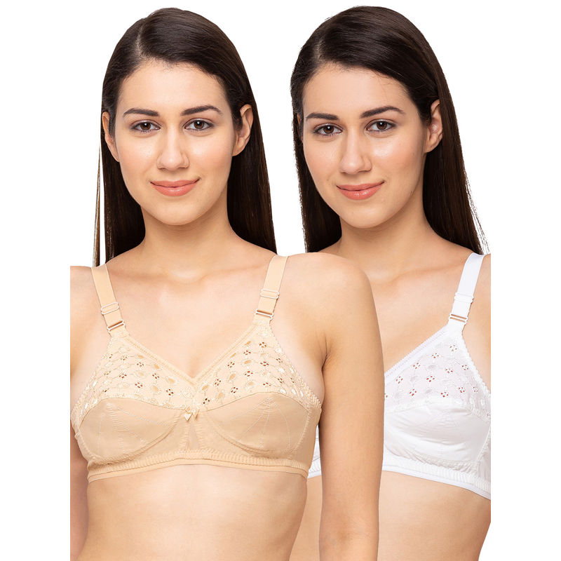 Juliet Womens Non Padded Non Wired Bra Combo Nari White Skin (44D)
