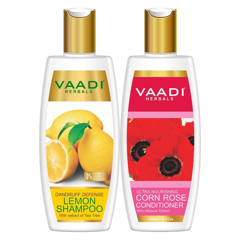 Vaadi Herbals Dandruff Defense Lemon Shampoo With Corn Rose Conditioner