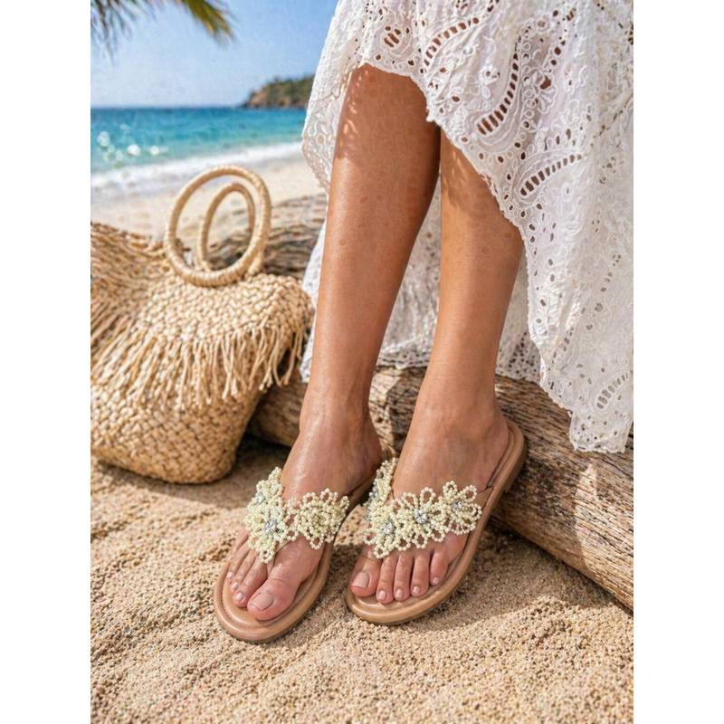 Sandal Stories Pearl Blossom Flats - Beige (EURO 37)
