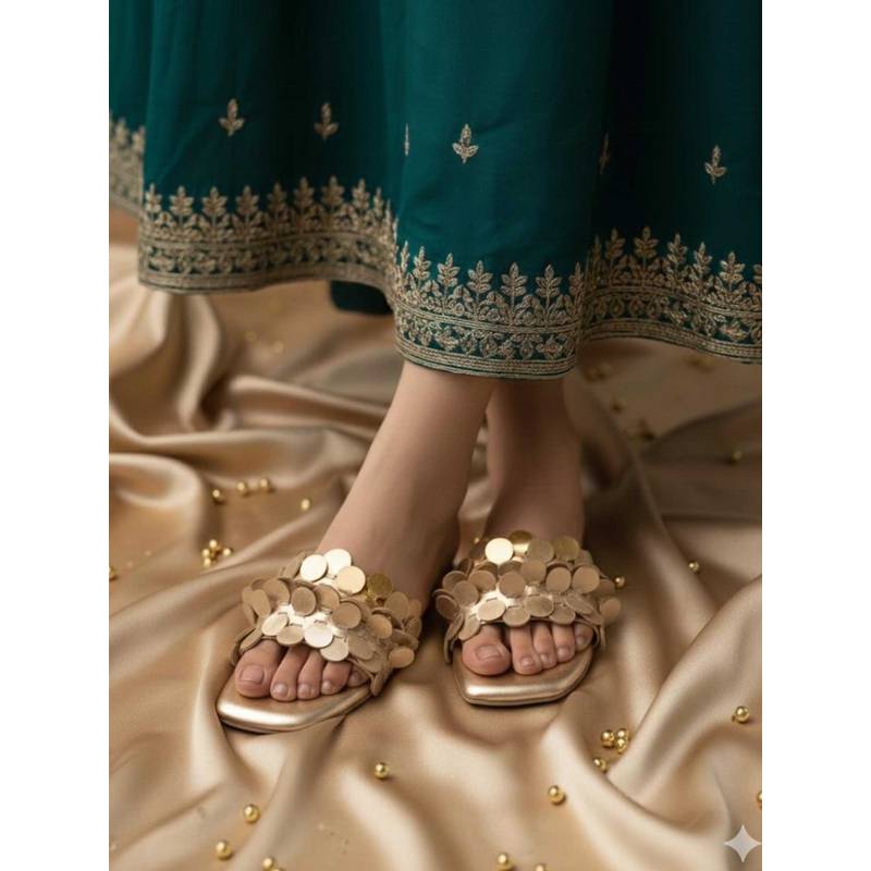 Sandal Stories Classy Champagne Gold Flats (EURO 37)