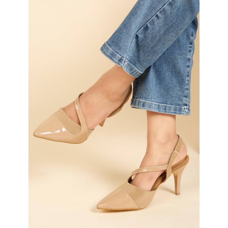 Flat n Heels Women Stilleto Heels- Khaki (EURO 35)