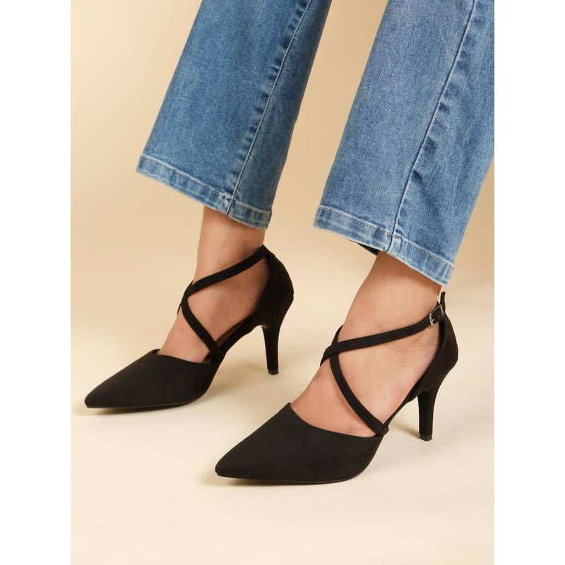 Flat n Heels Women Stilleto Heels- Black (EURO 35)