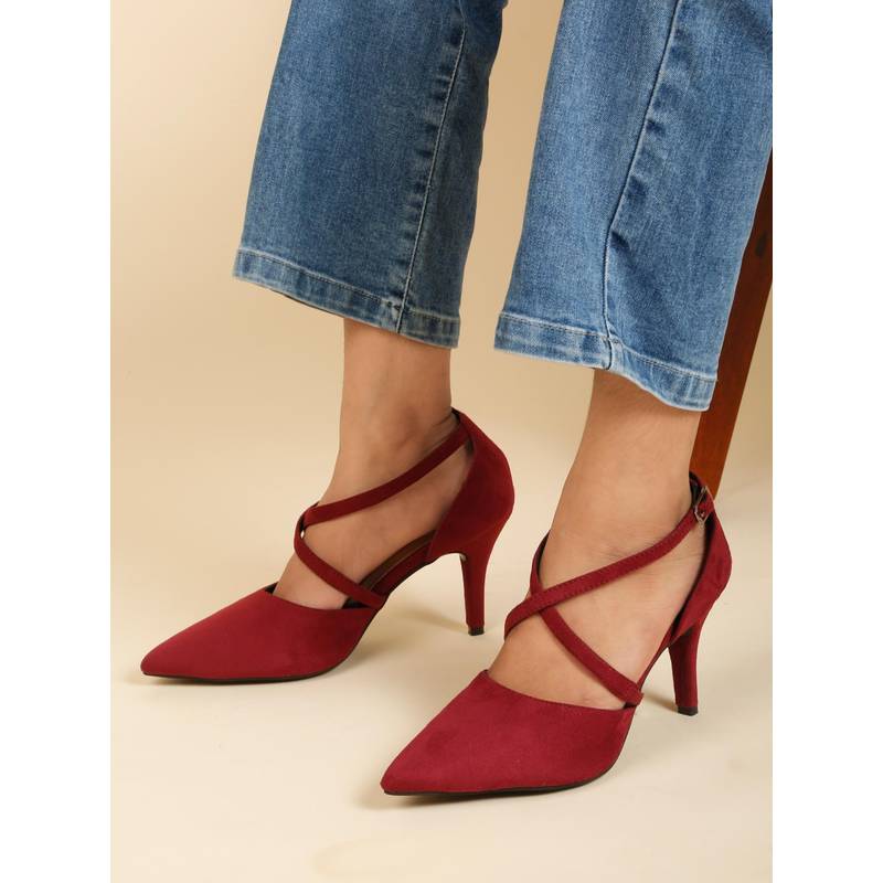Flat n Heels Women Stilleto Heels- Maroon (EURO 35)