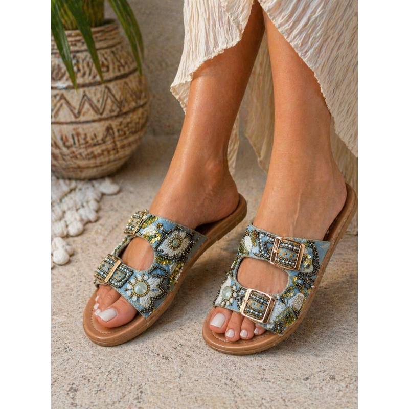 Sandal Stories Sky Blue Luxe Comfort Sandals With Doctor Sole (EURO 40)