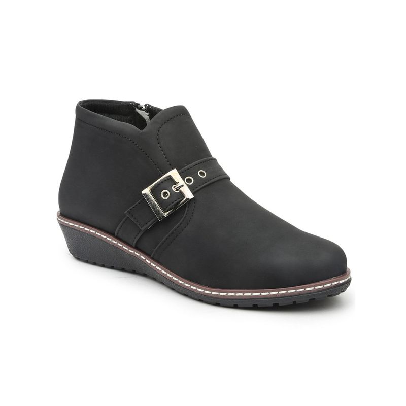 VALIOSAA Solid Black Casual Boots (EURO 41) (EURO 41)
