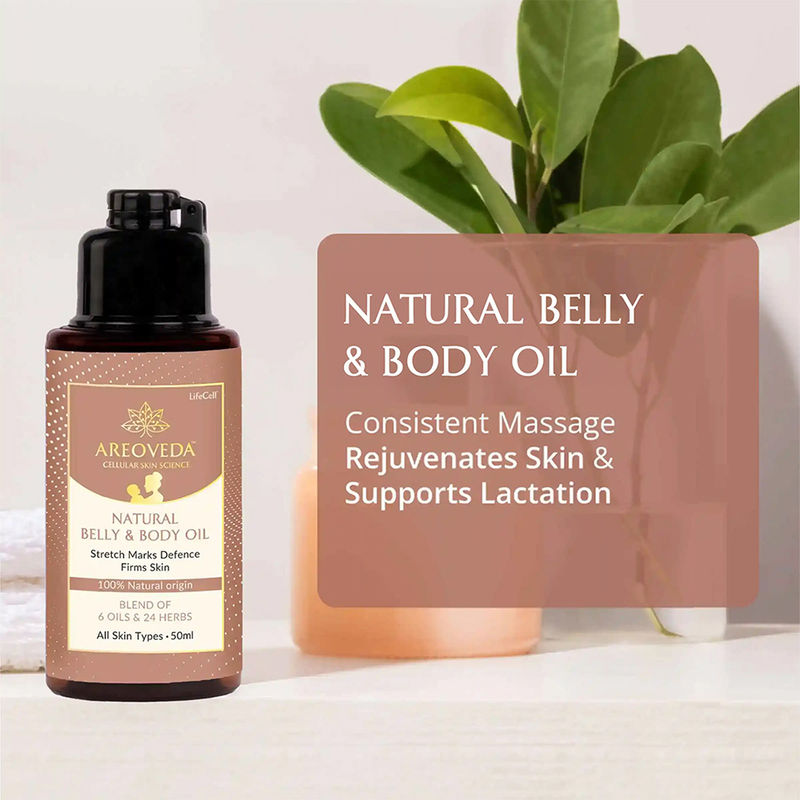 AreoVeda Natural Belly & Body Oil Suitable For Stretch Marks ,Boosts Elasticity & Skin Firmness