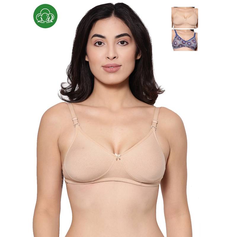 Inner Sense Organic Cotton Antimicrobial Backless Non-Padded Seamless Bra-Pack Of 3-MultiColor (34C)