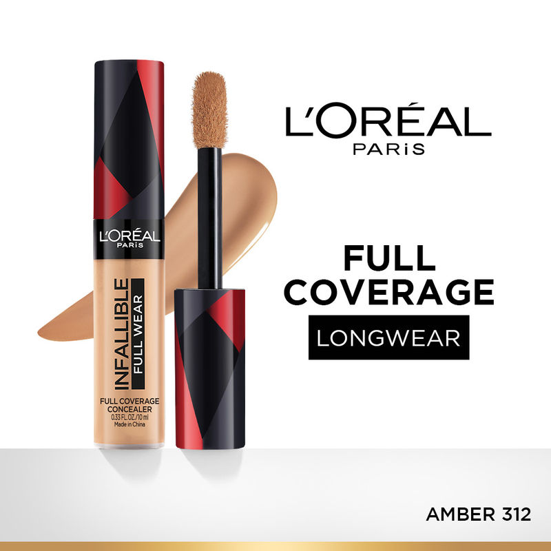 LOreal Paris Infallible Full Wear Concealer, Maximum Coverage, Sweat Proof & Heat Proof - Amber 312