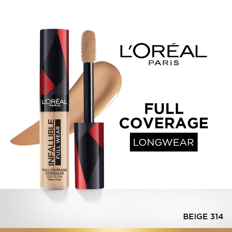 LOreal Paris Infallible Full Wear Concealer, Maximum Coverage, Sweat Proof & Heat Proof - Beige 314